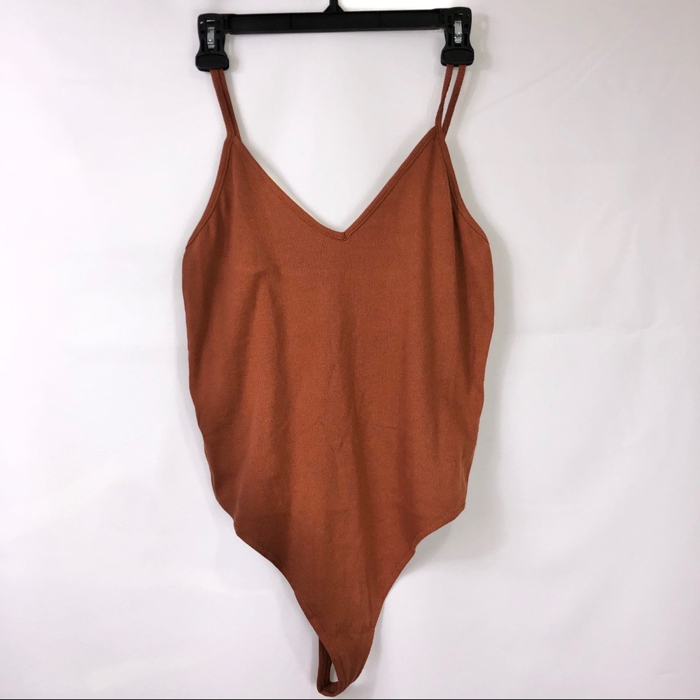 X SOLD X BP Rust Sequoia Ribbed Thong Bodysuit - Picture 3 of 7